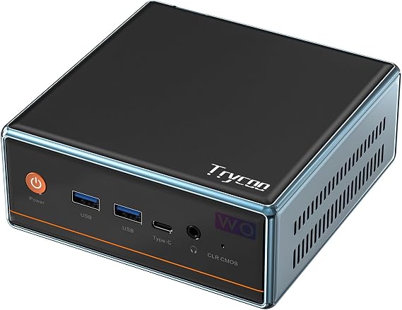Trycoo Mini PC AMD Ryzen 5 5500U(4.0GHz) Mini Processors 16GB DDR4 RAM 512GB SSD Micro PC Support 4K@60Hz Triple Output WiFi6 BT5.2 Dual RJ45 USB3.2 Mini Desktop Computer