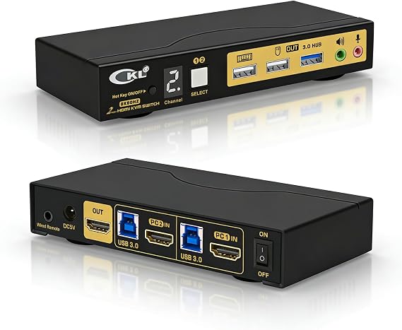 CKL 8K HDMI 2.1 KVM Switch (2 Computers 1 Monitor with EDID)
