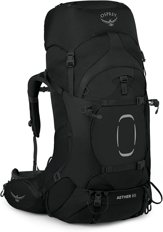 Osprey Aether 65L Men's Backpacking Backpack, Black, S/M, Extended Fit