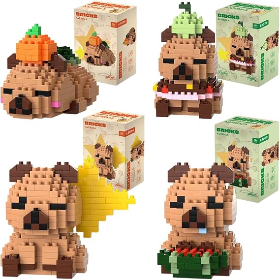 Capybara Building Blocks, 4PCS Capybara DIY Blocks 3D Puzzle Brick Micro Buildings Block Set Building Figures Ornaments 3D Puzzle Brick Micro Construction Buildings Bricks