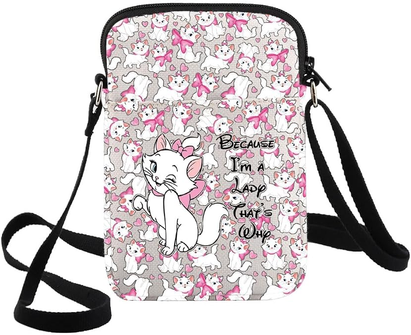 G2TUP Cartoon Cat Crossbody Bag Cats Lover Gifts Because I'm a Lady Shoulder Bag Cartoon Movie Themed Merch