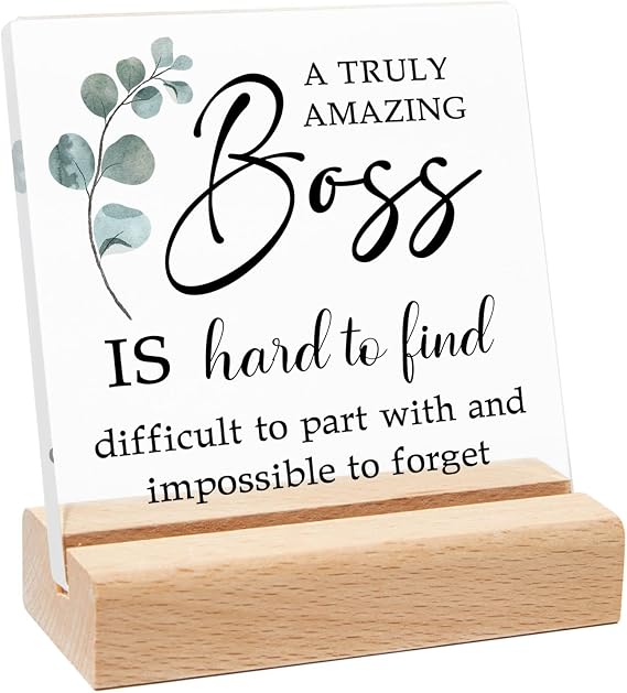 Appreciation Gift,Thank You Gifts for Boss,Leaving Going Away Gifts for Women,Encouragement Decor for Desk Cubicle Home Office,A Truly Amazing Boss is Hard To Find Sign Green Design(boss02)