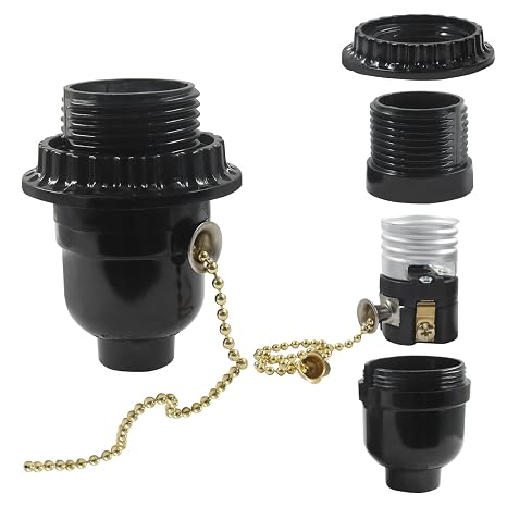 E26 Threaded Lamp Socket Replacement with Pull Chain, 1 Pack