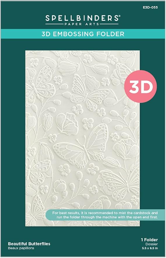 Spellbinders E3D-055 Beautiful Butterflies 3D Embossing Folder from the Stylish Ovals Collection