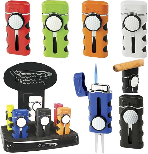 Vector KGM Caddie High Quality Wind-resistant Single Flame Torch Cigar Lighter - White Matte