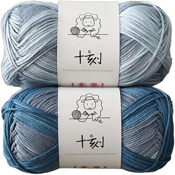 Crochet Cotton Yarn, Multi-Color Gradient Yarn, Long-Staple Cotton Yarn, 2-Pack, 100g/3.52oz per Pack, Blankets, Socks, Shawls, Baby Clothes, Crochet Yarn (ss, 09)