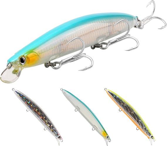 SeaKnight Hard Fishing Lure with Treble Fishing Hooks, SK005/SK008 Topwater Lure Minnow Swimbait Freshwater Saltwater Fishing Lure Kits