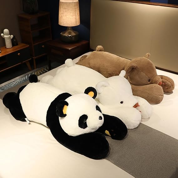 Bear Body Pillow, Stuffed Animal, Panda Snuggle Sleep, Tummy Pillow, Lumbar Pillow, Soft Texture, Realistic Body Pillow, Extra Large, Soft, Washable, Gift, Room Decoration, 47.2 inches 120