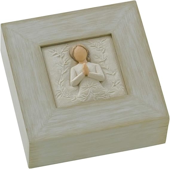 Willow Tree a tree, a prayer Memory Box, May you find strength, beauty and peace each day, Sculpted Angel, Message of Love & Friendship For Jewelry, Keys, Notes, Change, Rosary, Sculpted Memory Box
