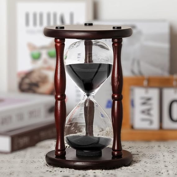 SAMLONG Large Hourglass Timer 60 Minute, Decorative Wood Sand Timer, Black