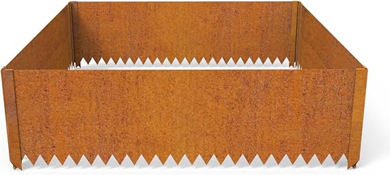 Cor-Ten Steel Raised Planter with Rust Patina Finish, Pre-Rusted Cor-Ten Raised Garden Bed Kit,4FT x 4FTx 14IN