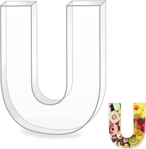 10" U Clear Acrylic Letter Tray Charcuterie Letters Fillable Board Box