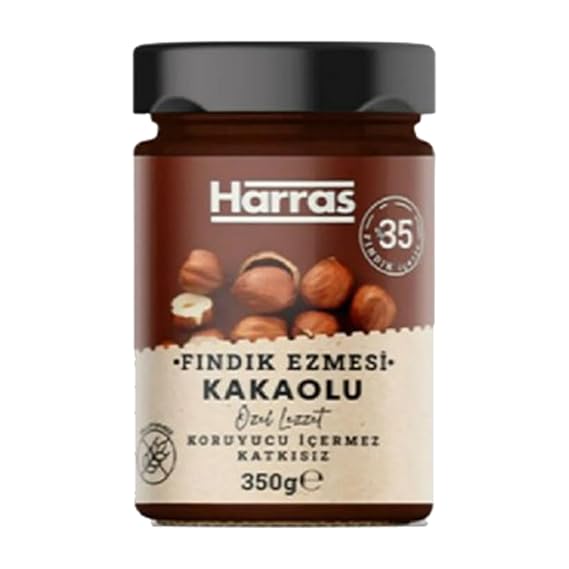 Harras Cocoa Hazelnut Spread 12.3 oz Crunchy Hazelnut & Rich Cocoa Snack 350gr (Pack of 1)