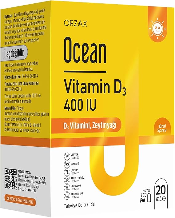 Ocean Vitamin D3 400 IU 130 Puff Oral Spray (1 x 20 mL)