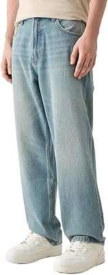 Mens Baggy Jeans Loose Fit Y2k Skater Denim Pants Casual Vintage Fashion Straight Leg Hip Hop Trousers