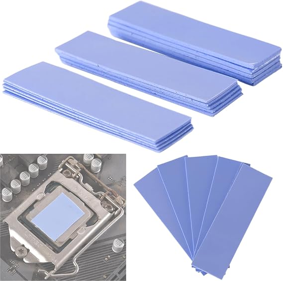Ezranova 15 pcs Silicone Thermal Pads for Electronics Cooling | Thickness 0.5 1.0 1.5 mm Thermal Conductive Silicone Pads Reusable， 6.0 W/mk Thermal Conductivity