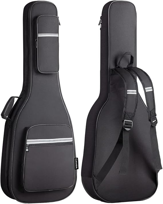 CAHAYA Electric Guitar Case Padded - Gig Bag Soft Backpack with Large Pocket 0.5in Thick Padding with Reflective Bands Adjustable Straps | Soft Backpack Gig Bag with Large Pocket Adjustable Straps fits for ST or LP style Electric Guitars CY0201