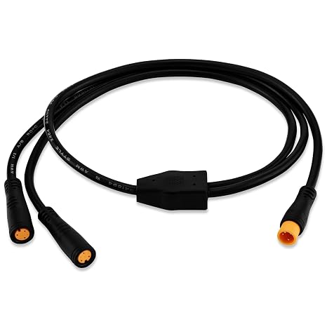 Electric Bike 1T2 Cable Y-Splitter Extending Wire with Waterproof 3 Pin Connector Extension Cable for Ebike Light, Gear Sensor, Brake, Throttle