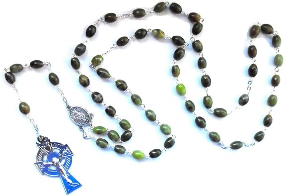 Oval Beaded Rosary Made of Genuine Connemara Marble