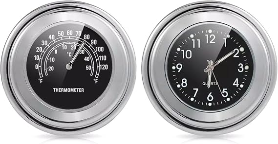 Motorcycles Clock Handlebar Watch Aluminum Motorcycle Handlebar Clock Temp Gauge