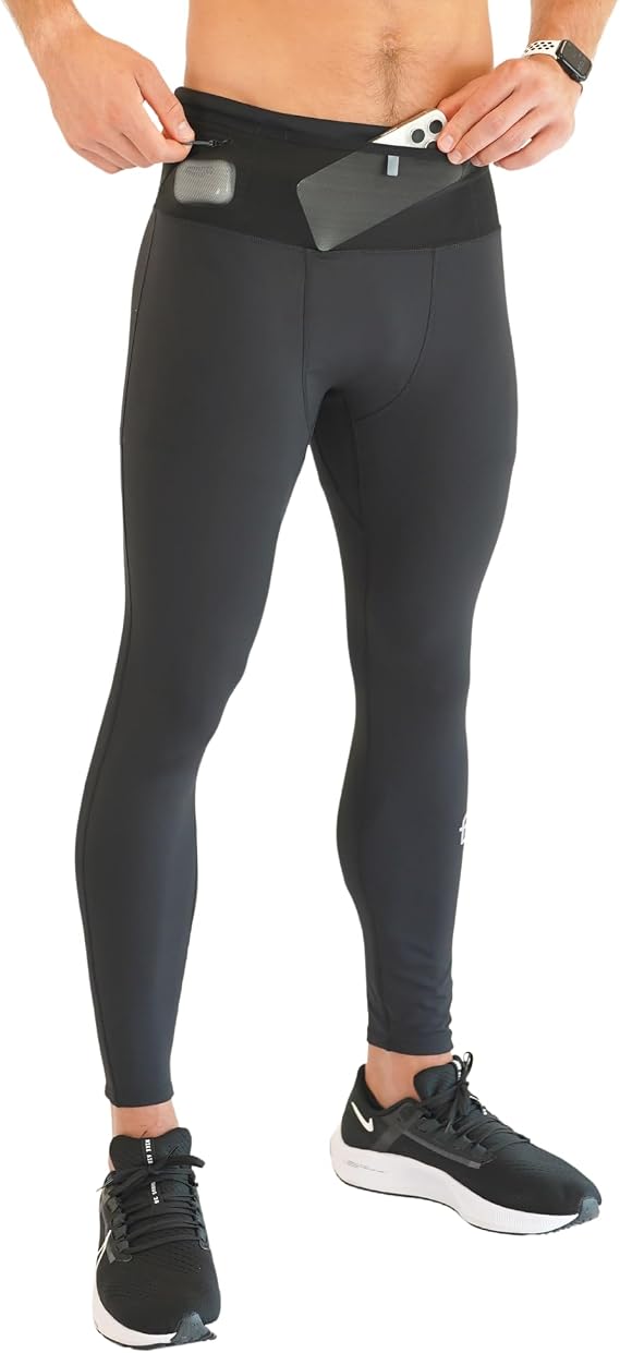 FlipBelt Men's Running Thermal Compression Pants with Pockets - Perfect for Winter Runs & Workouts - USA Small Business