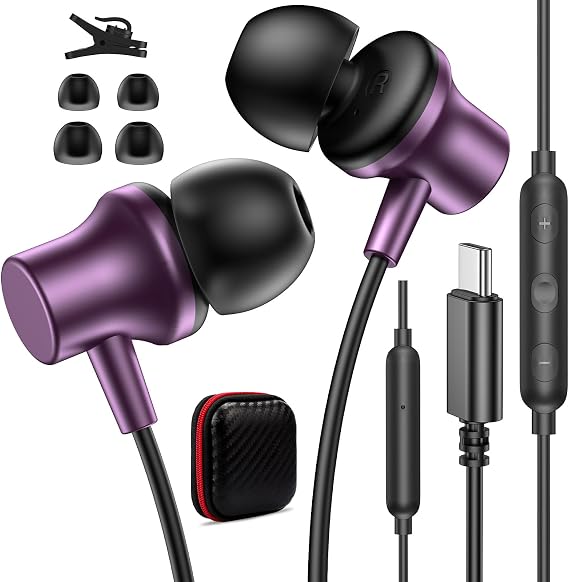 IPad A16 için USB C Kulaklıklar 11 10 Gürültü Önleyici Kulak İçi Kablolu Kulaklıklar Mikrofonlu Ses Kontrolü Android C Tipi Kulaklık iPhone 16e 16 Pro Max 15 Samsung S25 S24 S23 A53 A26 A36 A56 Pixel