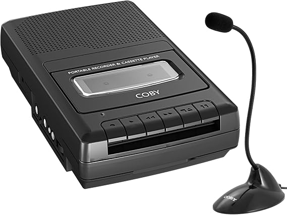 Cassette Tape Player & Voice Recorder, Standing Mic, Built-in Speaker, Aux