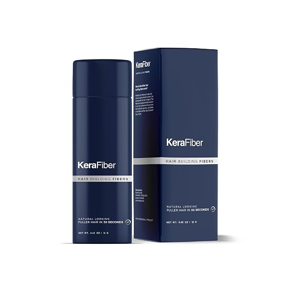 KeraFiber Professional Hair Building Fibres - Natural Keratin Hair thickener Fibres, Hair Powder for Men and Women, Full Head of Hair in 30 Seconds-Hair Fibres Dark Brown (12g/0.42oz)
