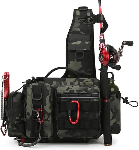 Fishing Tackle Bag,Tactical Fishing Sling Tackle Storage Bag,Lightweight Sling Fishing Backpack- Sling Tool Bag for Fishing Hiking Hunting Camping