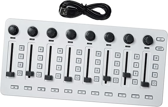 MIDI Controller Mixer Portable USB Mixer Console with 8 Assignable Faders 8 Knobs 43 Buttons Lightweight PP Material Suitable for Product