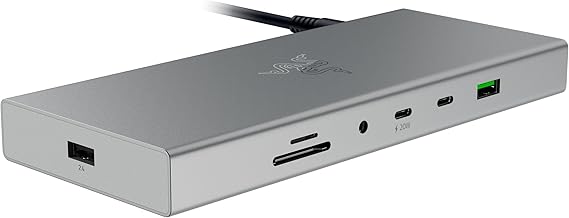 Razer USB 4 Dock - Oyun ve Üretkenlik için 14 Bağlantı Noktalı Yüksek Hızlı Dock - Çift Ekran Desteği, Cihaz Şarjı (3x USB-C, 5x USB-A, HDMI, DisplayPort, Gigabit Ethernet) Beyaz