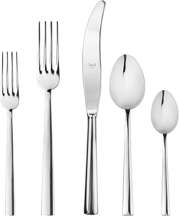MEPRA Levantina Flatware Set [20 Pieces Set] Brushed Stainless Steel Finish, Dishwasher Safe Cutlery, (103022020)
