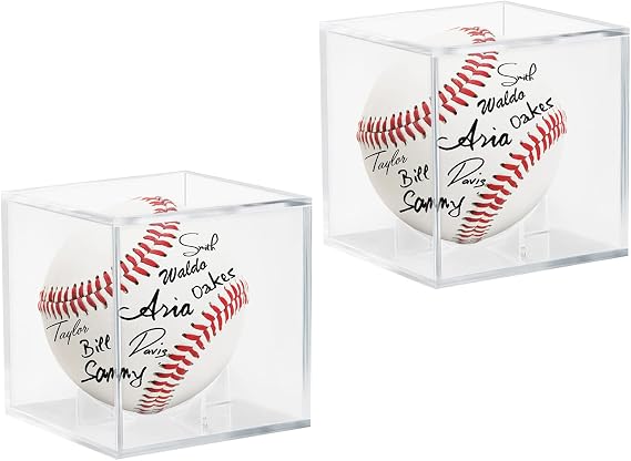 Acrylic Baseball Case for Display, UV Protected Baseball Display Cube, Autographed Baseball Clear Display Case, Baseball Display Case for Memorabilia Baseball (2 PC)