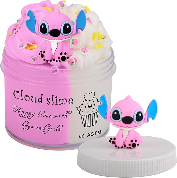 Pink Peachybbies Scented Cloud Slime,Peach Add Ins Charms and Non-Sticky, Stress Relief Scented Slime Toy for Kids Education, Party Favor and Birthday Gifts (7oz 200ML)