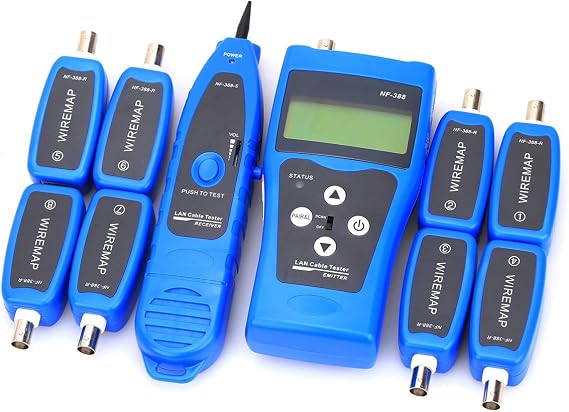 NF-388 Multipurpose Ethernet Cable Tester RJ45 Networking Tool Network Cable Tester Test Ethernet Coaxial Cable Tracker( Blue)