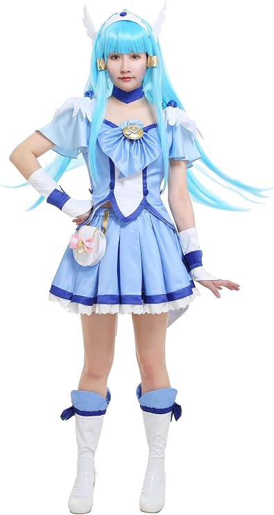 miccostumes Women's Costume Anime Witch Cosplay Light Blue DressCure Beauty Battlesuit Outfits with Waist Bag and Accessories