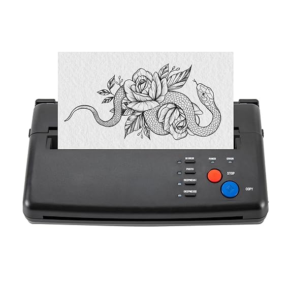Tattoo Transfer Stencil Machine Copier Printer Thermal Tattoo Kit, Drawing Stencil Printer Machine for Tattoos with Warning Light, Copier Printer Tattoo Supplies for Bars, Stage Performances, Parties