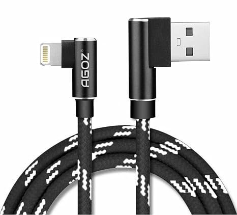Agoz 6FT Apple MFI Certified Lightning iPhone Cable 90 Right Angle FAST Charger Cord Compatible With iPhone 14, 13 Pro, 12 Pro Max, iPhone SE, 11 Pro Max, iPhone XS MAX, iPhone XR X XS iPhone 8 7 6 5