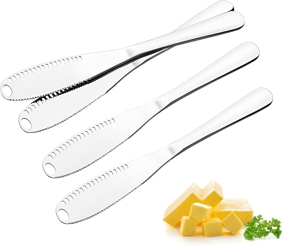 Butter Spreader Knife 4 Pcs Stainless Steel Butter Knife with Holes, 3 in 1