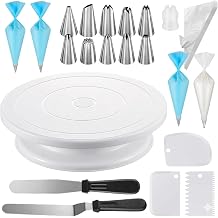 121pcs Cake Decorating Kit, Cake Decorating Supplies with Cake Turntable for Decorating,Pastry Piping Bag,Russian Piping Tips Baking Tools, Cake Baking Supplies for Beginners