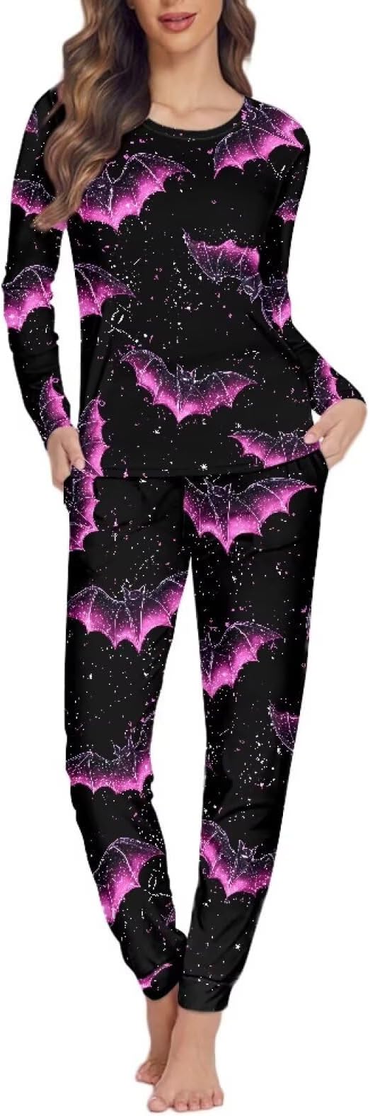 Women's Capri Pajama Sets Long Sleeve Sleepwear Top and High Waist Pants 2 Piece Loungewear with Pockets XS-6XL