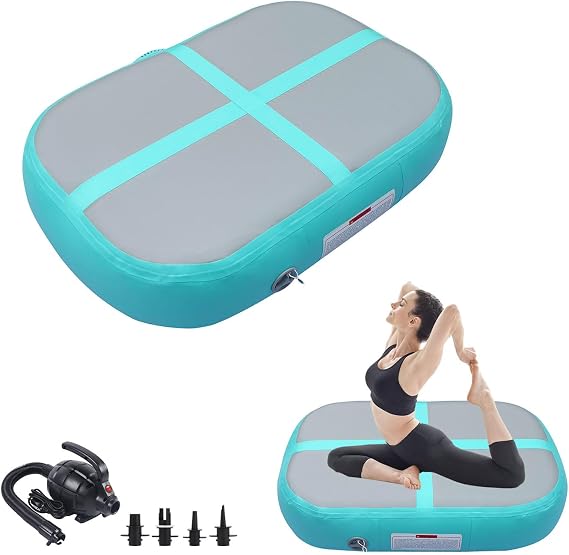 Gymnastics Air Roller Air Barrel Inflatable Tumbling Mat, Tumbling Track Backhand Spring Mat, Gymnastics Equipment with Pump, Yoga Training, Cheerleading, Home Use