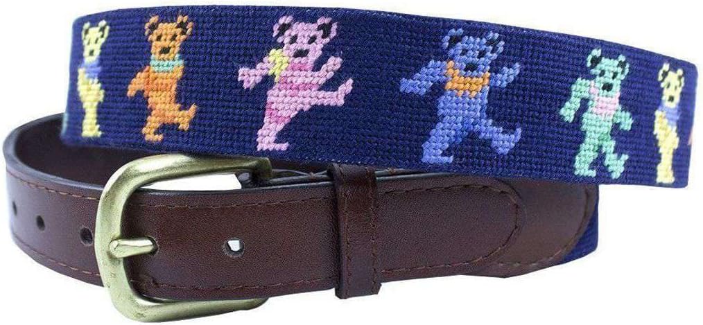 Dancing Bears Needlepoint Belt in Navy by Smathers & Branson