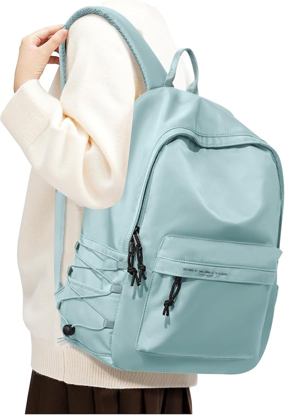 Light Blue Backpack for School, Small High School Bookbag Back Pack for Teens Girls Boys, College Backpack Book Bag for Women Men, Mini Simple Daypack Backpack Mochilas Escolares para Adolescentes
