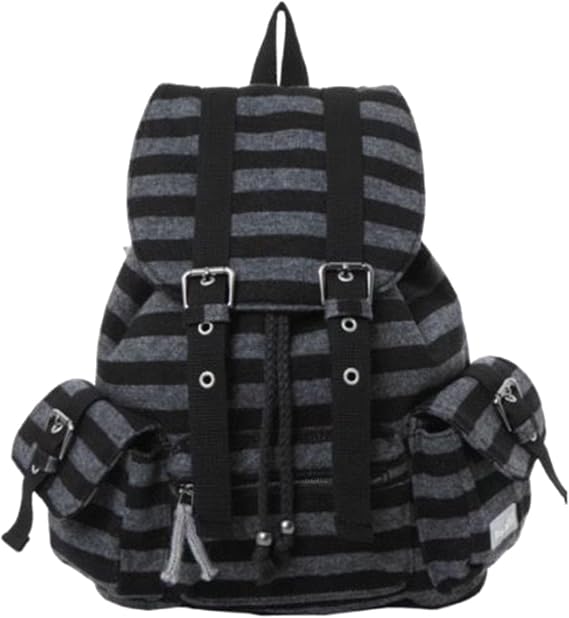 Student School Backpack Korean Styles Travel Backpack Knapsack Retro Stripes Knapsack Large Capacity Casual Daypacks, Black Stripe, 34x14x28cm