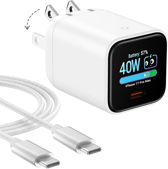 Smart Charging Butler45W GaN Display Fast Charger with 3.3ft C-to-C Cable
