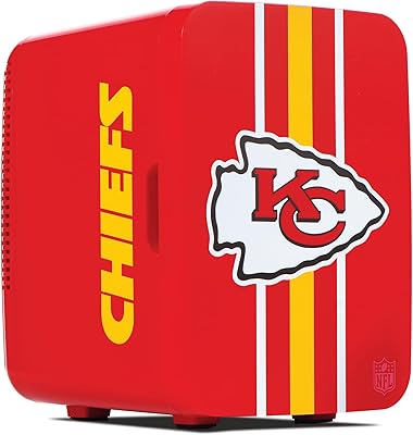 Ukonic NFL Kansas City Chiefs 15-Can Mini Fridge 10L ACDC Powered, Official Team Colors & Logo, Portable Cooler for Tailgates, Home, Office, or Car