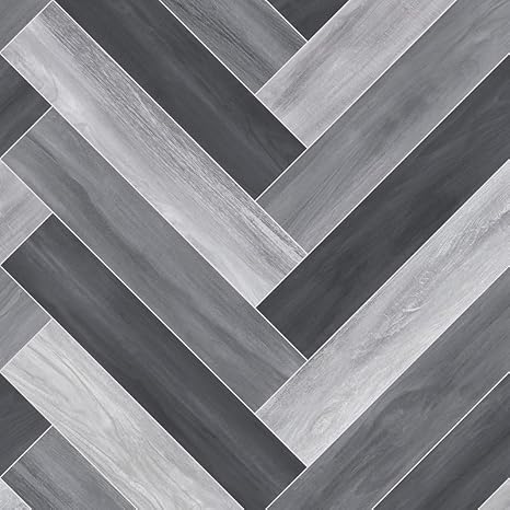 Venice Tile 990D Grey Wood Herringbone Effect Turbo Vinyl Flooring | - 2m x 2m (6ft6" x 6ft6")