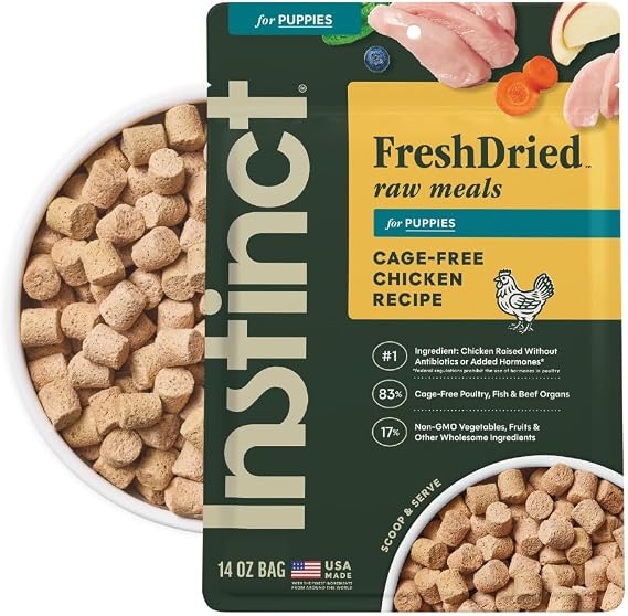 Instinct Freeze Dried Meals, Natural Dog Food, Cage-Free Chicken, 14 oz Bag | FreshDried raw, 85% meat & organs, 15% non-GMO vegetables, fruits & other wholesome ingredients, supports overall vitality