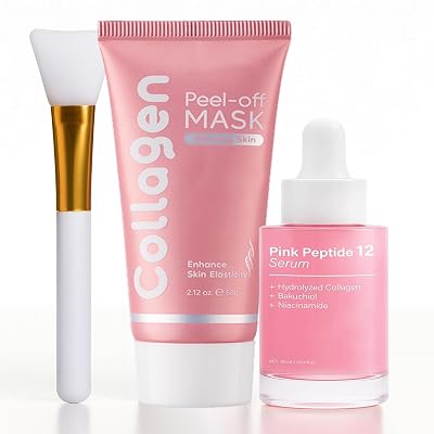 Collagen mask Hydrolyzed &Niacinamide Peel-Off Mask Overnight ,Radiant and Revitalized Skin Korean Face skincare for Hydration & Elasticity,Infused with Peptides & PDRN Serum for Smooth,Set